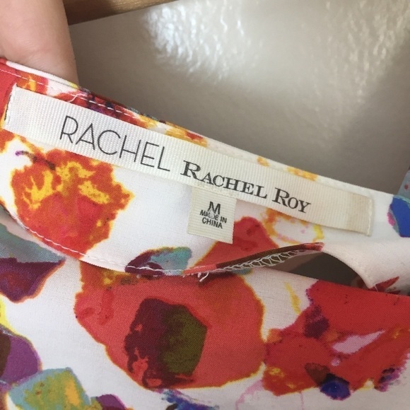 [Rachel Roy] Graphic Floral Ruched Sleeveless Top - Picture 4 of 9